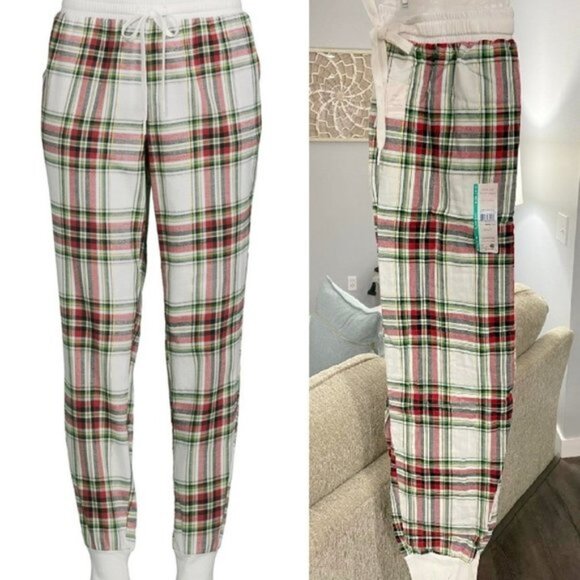 New: 16-18 XL Women's Flannel Plaid Sleep Jogger Pants w/Pockets - Picture 3 of 3